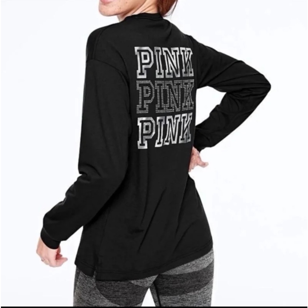 VS PINK LS BLING CAMPUS TEE L